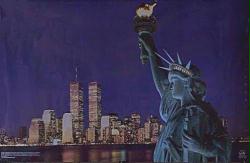 Manhattan [NYC skyline w/ Statue of Liberty] (34'' X 22'' Poster) Nr. Mint