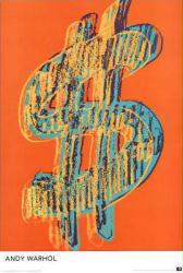 Andy Warhol poster: Dollar Sign on Orange (24'' X 36") New