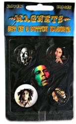 Bob Marley magnet set: 5 different 1 1/4" button magnets