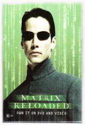 Matrix Reloaded pinback: 2.5'' X 3.5'' Button [Keanu Reeves as Neo]