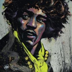 Jimi Hendrix poster: Hues of Hendrix by David Garibaldi (24'' X 24'')