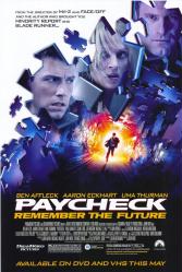 Paycheck movie poster [Ben Affleck/Uma Thurman/Aaron Eckhart] John Woo
