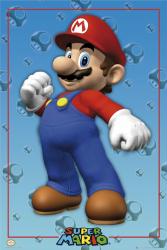 Super Mario poster (24'' X 36'' poster) blue background