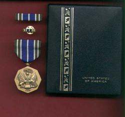 Army Achievement medal in case with ribbon bar and lapel pin