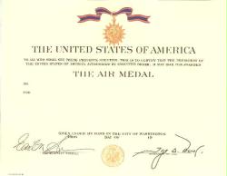 Genuine Army Air Medal Certificate