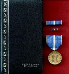 Korean Service Medal in Case with ribbon bar and lapel pin